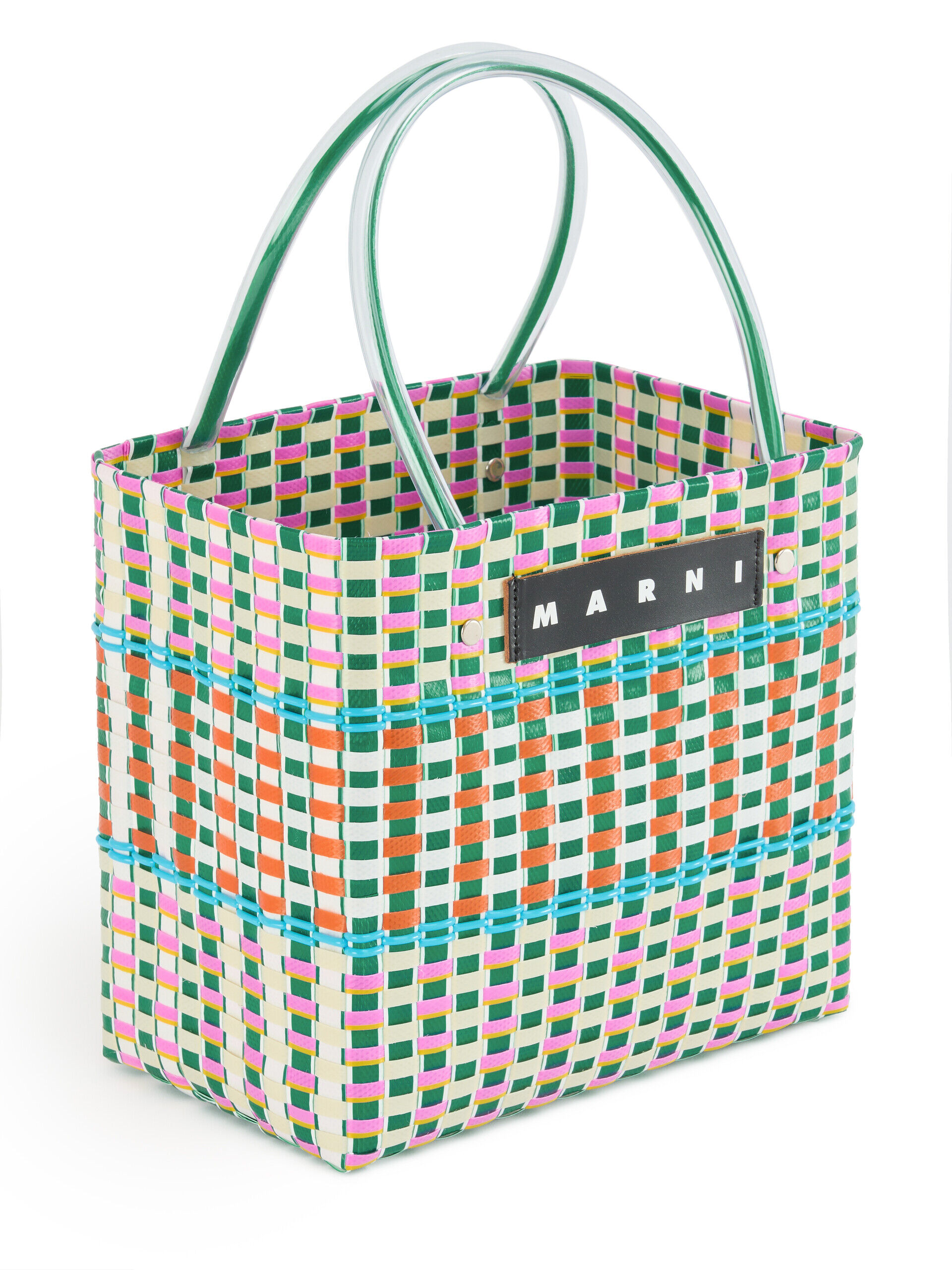 グリーン マキシストライプ MARNI MARKET ミニバスケットバッグ