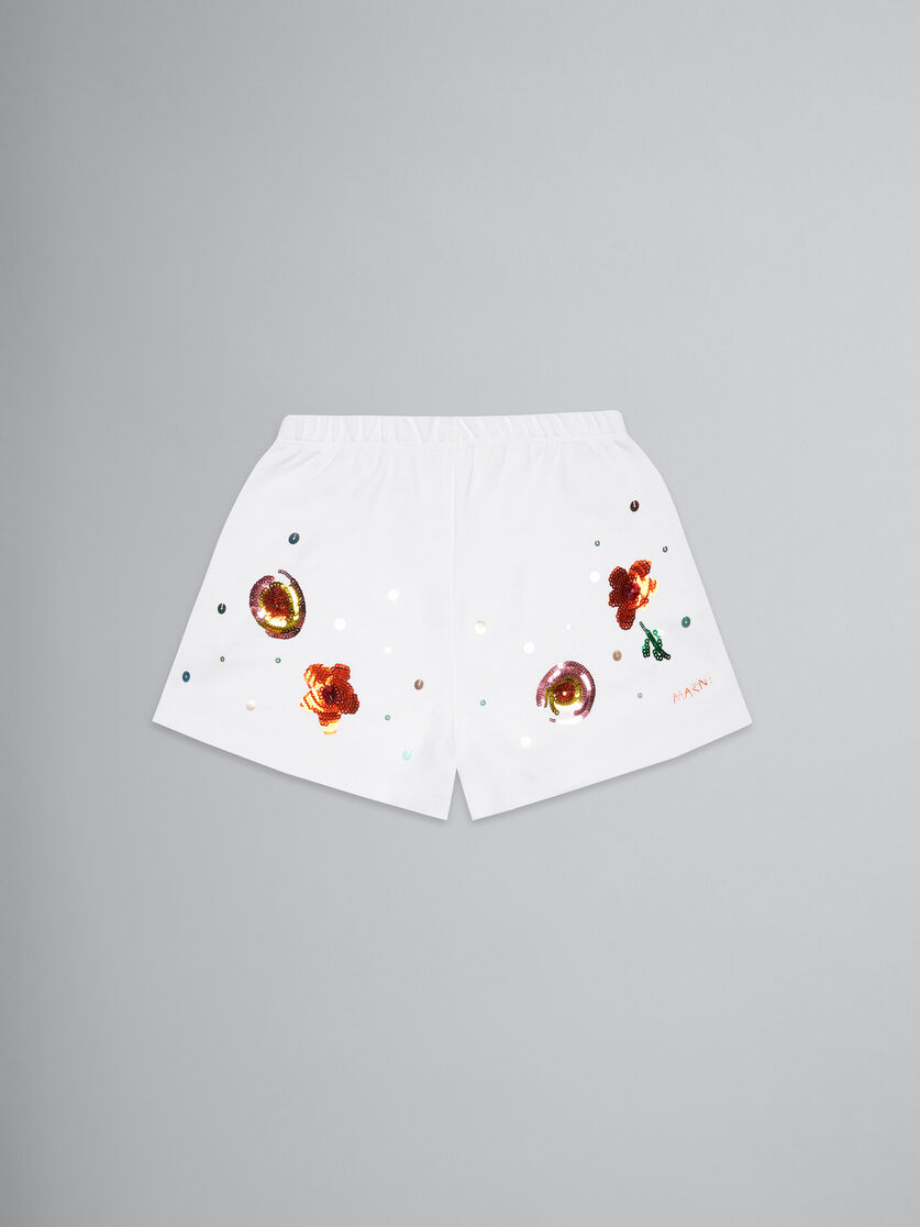 Pantalón corto blanco de felpa con estampado Sunny Day - Pantalones - Image 1