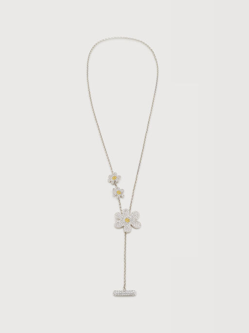 Yellow rhinestone daisy necklace - Necklaces