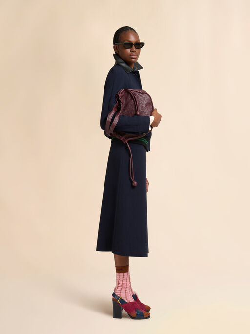 Deep blue wool crêpe bomber jacket - Jackets