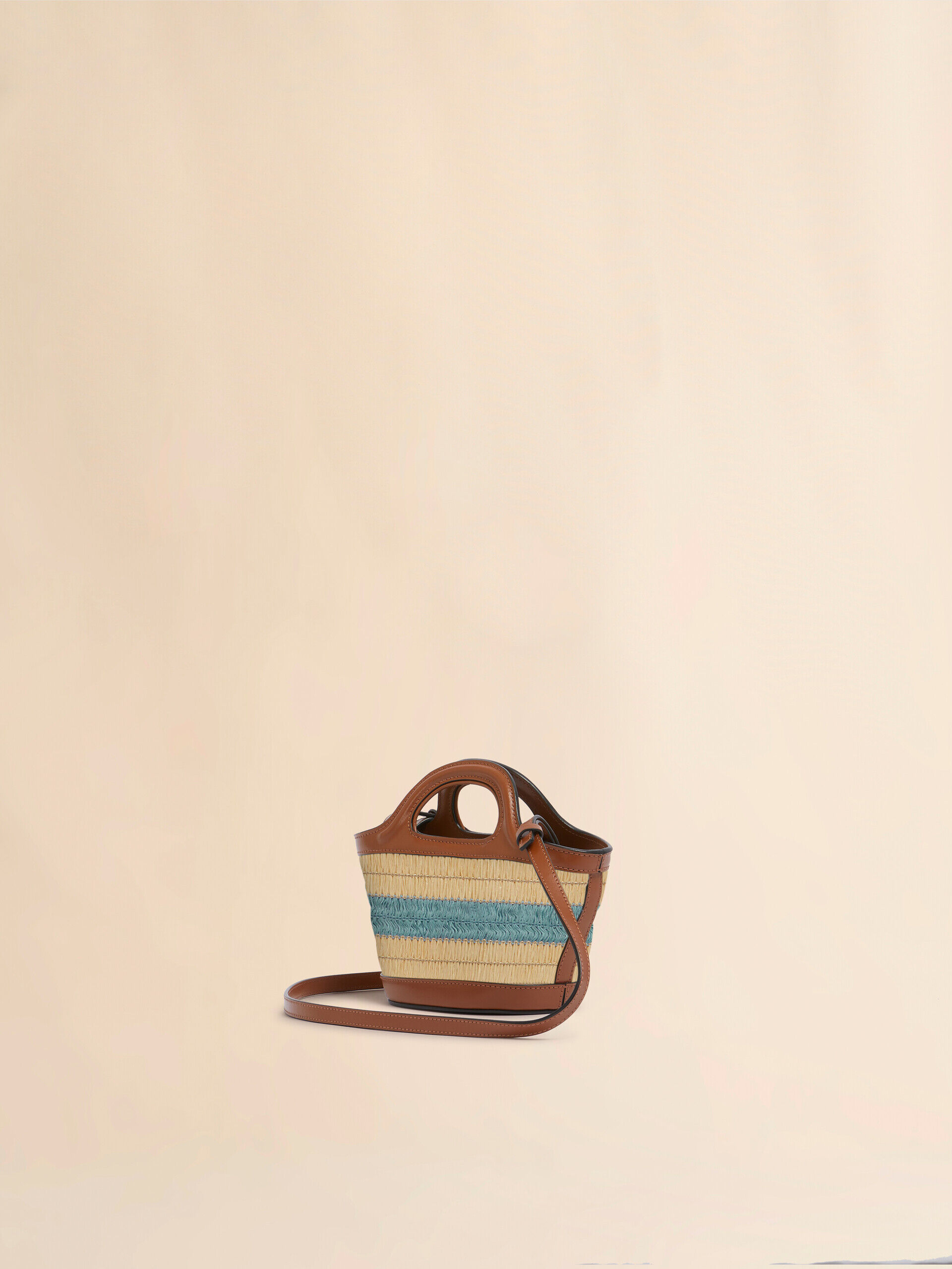 関税込◆*MARNI*TROPICALIA スモール バスケットバッグ Tropicalia Small Bag in black leather and raffia-effect