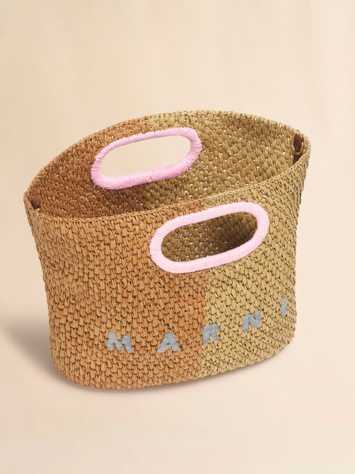 Dark and light brown paper raffia Seaside clutch - Handbags