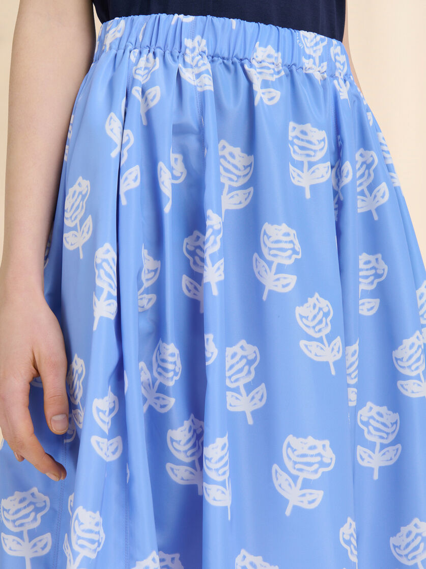 Light blue poplin egg skirt with Sprayed Roses print - Skirts - Image 4
