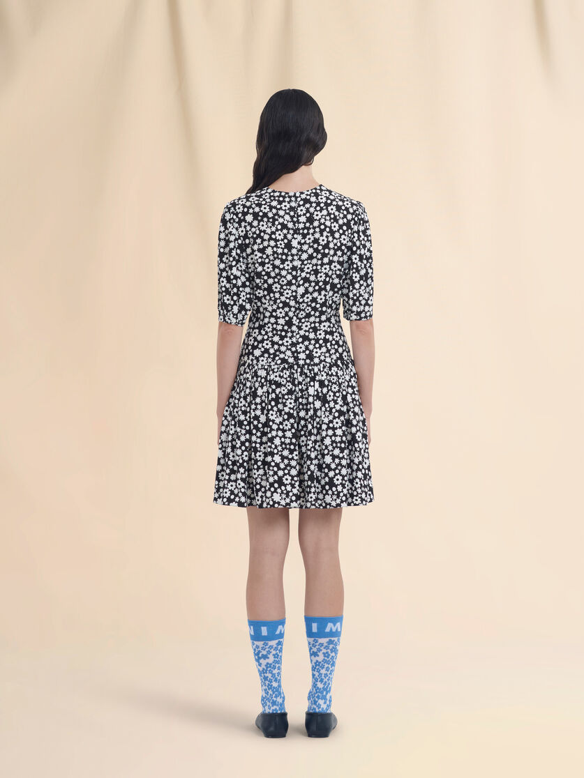Black and white short satin dress with Pop Fields motif - Dresses - Image 3
