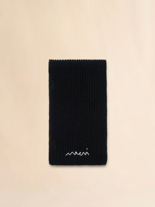 Black wool blend scarf with Marni Symbol - Scarves