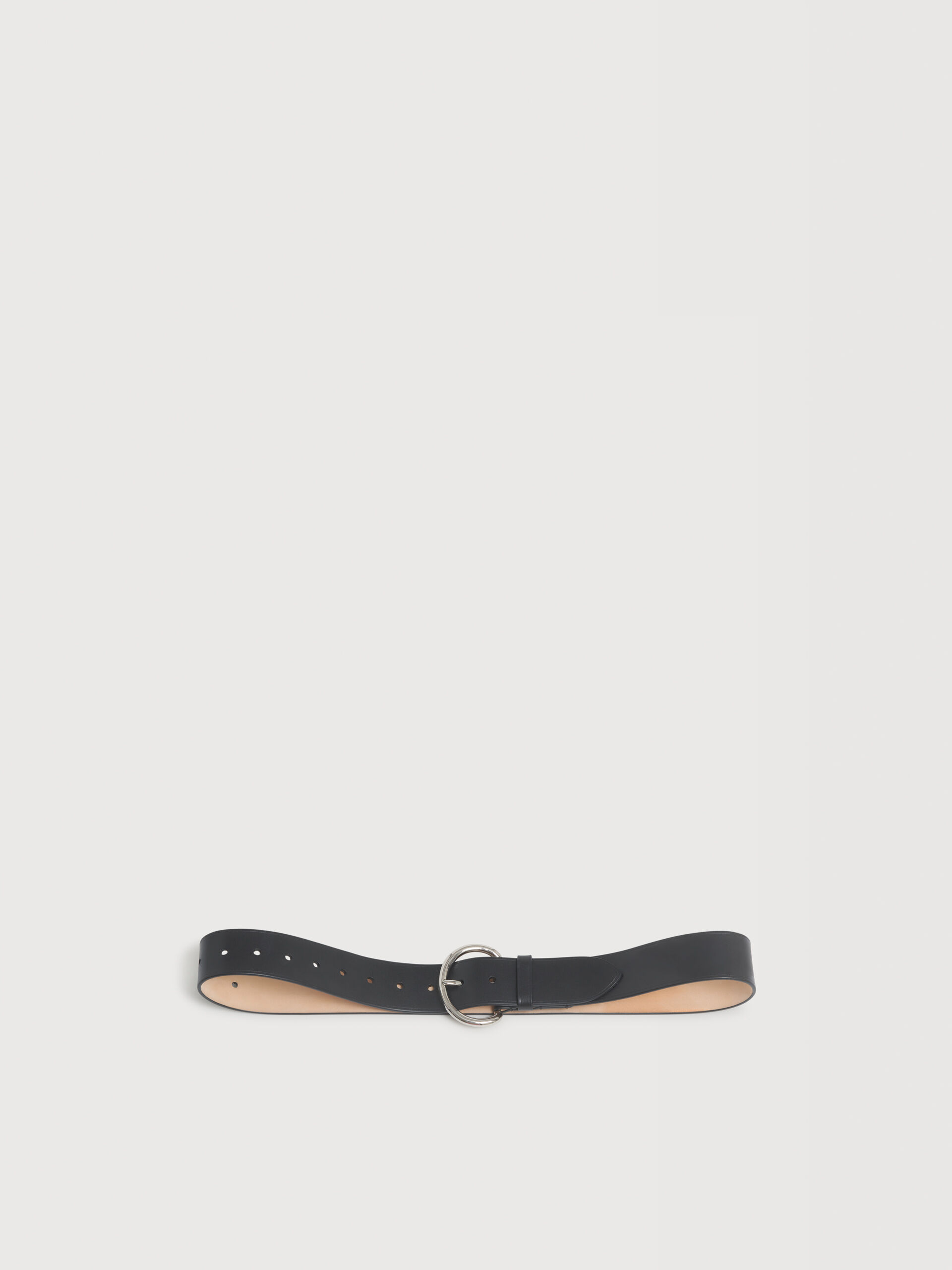 ブラック レザー ラウンドバックルベルト | Marni