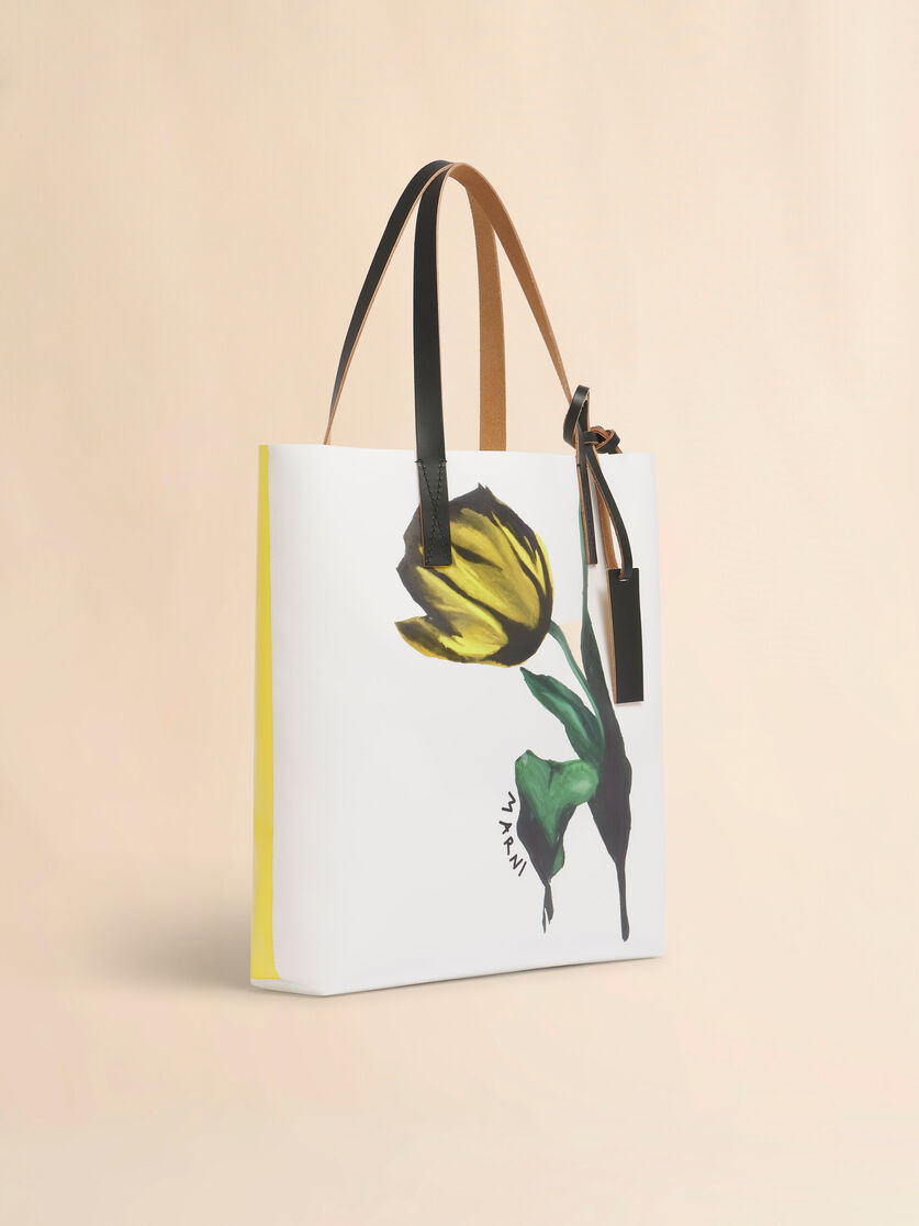 화이트 & 옐로우 패브릭 Tulip 프린트 Tribeca 토트백 - 쇼핑백 - Image 6