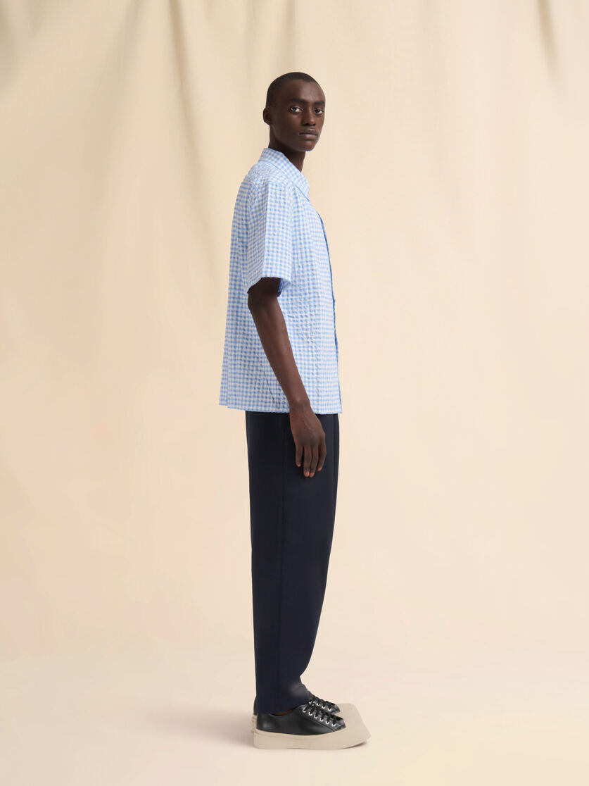 Light blue and white seersucker checked shirt - Shirts - Image 5