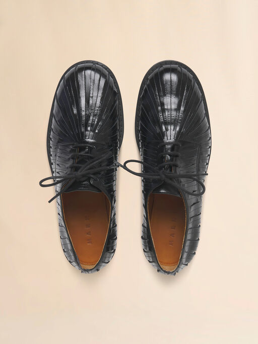 Black leather strip Derby shoe - Lace-ups