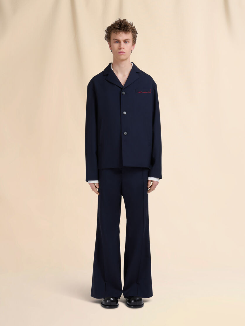 Deep blue single breasted wool jacket with Marni Symbol - Jackets - Image 2