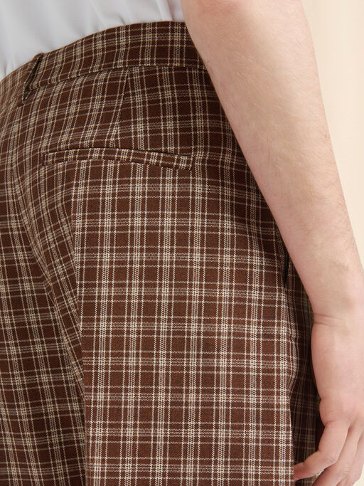 Brown wool trousers with checked pattern - Pants