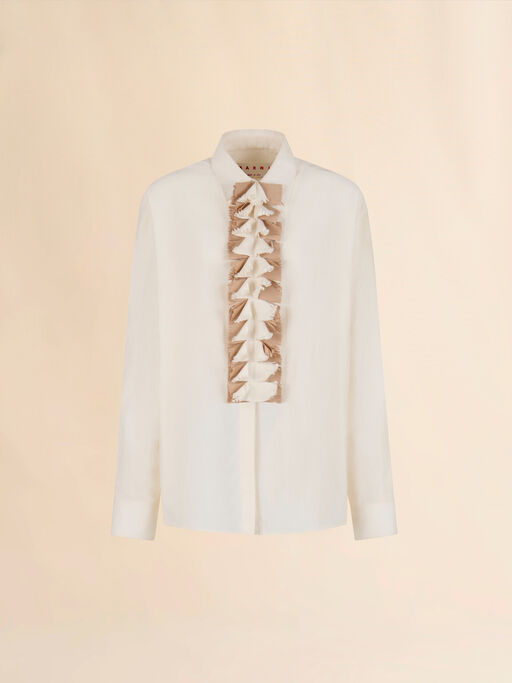 Cream twill shirt with detachable plastron - Shirts