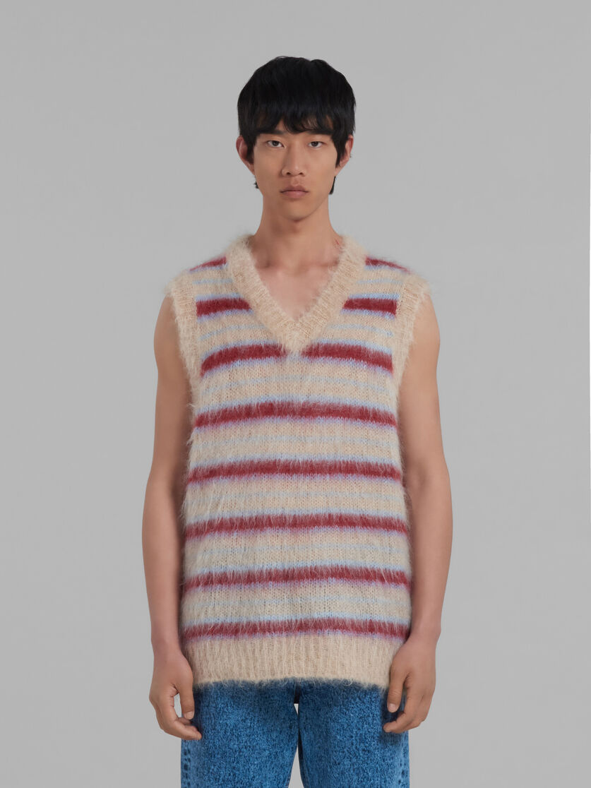 Cream striped mohair vest - Pullovers - Image 2