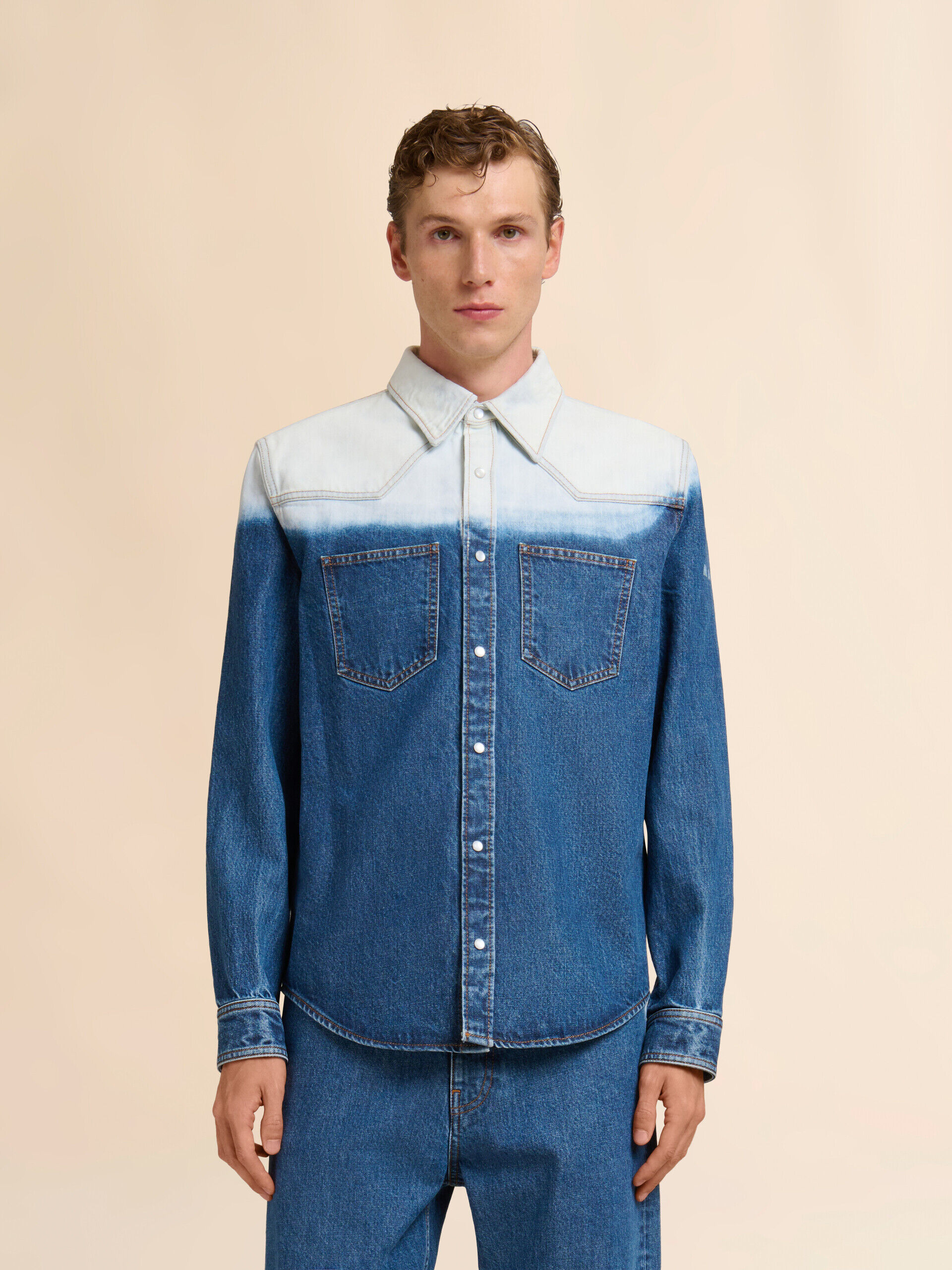 Blue denim shirt with degradé finish | Marni
