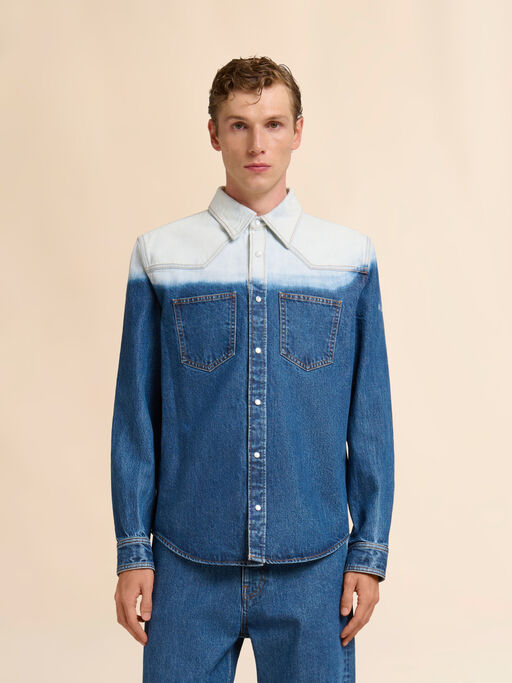 Blue denim shirt with degrad&eacute; finish - Shirts