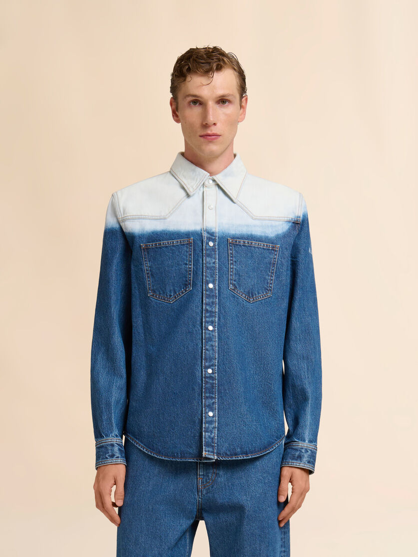 Blue denim shirt with degrad&eacute; finish, Image 2