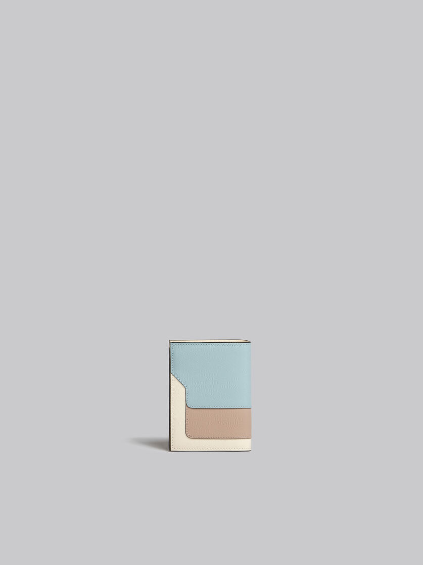 Portafoglio bi-fold in saffiano verde bianco e beige - Portafogli - Image 3