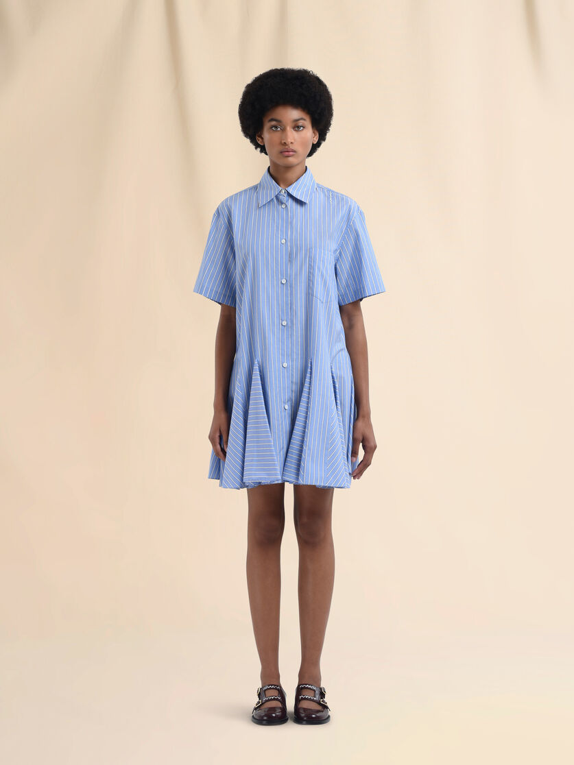 Blue cotton poplin striped shirt dress - Dresses - Image 2