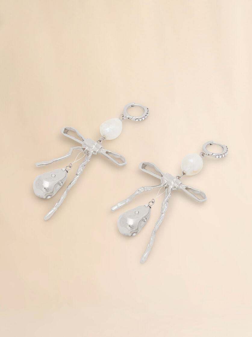 Silver Bow drop earrings - Earrings - Image 3