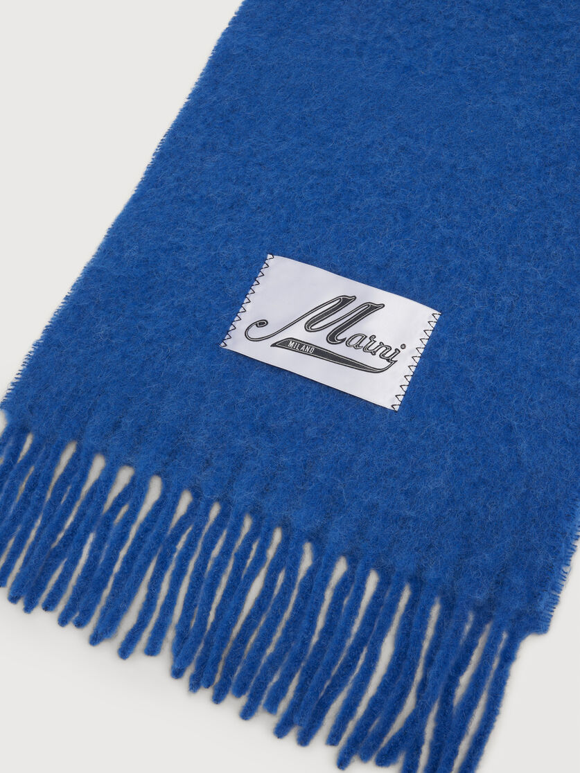 Blue brushed alpaca scarf with fringes, Image 2
