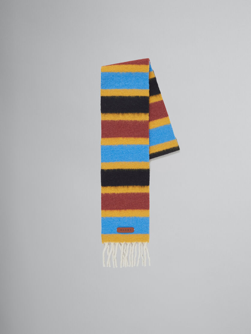Bufanda de alpaca cepillada azul a rayas - Bufandas - Image 1