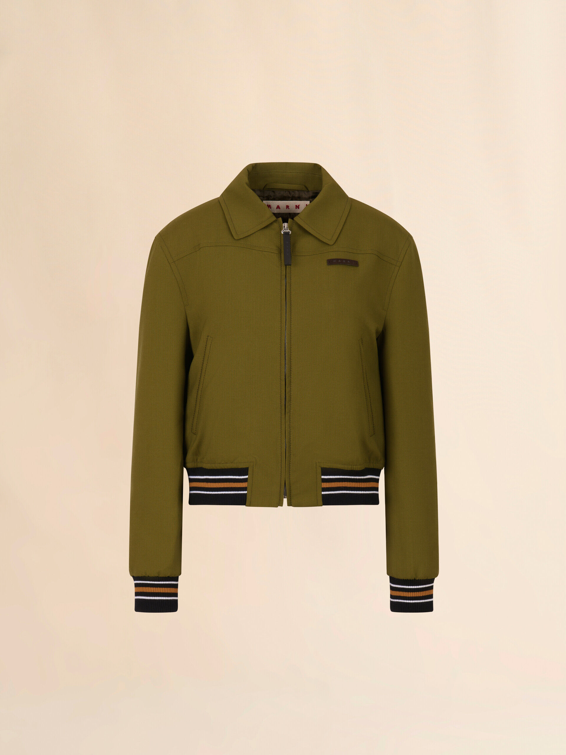 美品 MARNI マルニ 3WAY ジャケット コート イタリア製　40 カーキ Green tropical wool bomber jacket | Marni