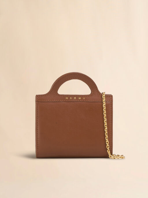 Brown leather Tropicalia wallet with chain strap - Wallets