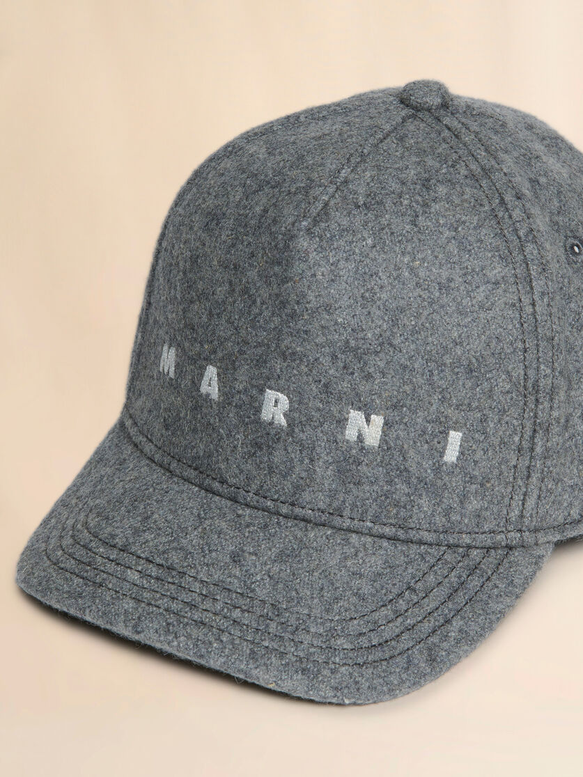 Grey melange felt baseball cap with embroidered logo - Caps - Image 3