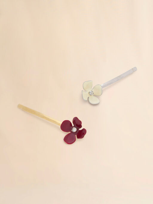 Set of 2 enamel flower hair grips - Other accessories