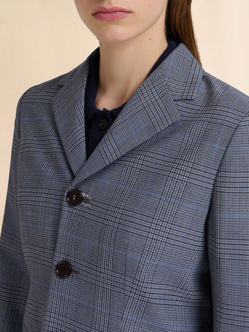 Blaue kurze Jacke aus Prince of Wales-Wolle - Jacken - Image 4