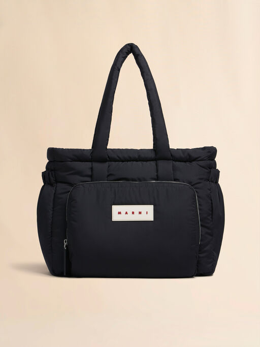 Schwarze Tragetasche Puff E/W aus technischem Stoff - Shopper