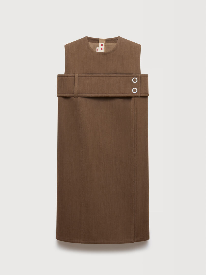 Brown wool dress with belted bust, Image 1