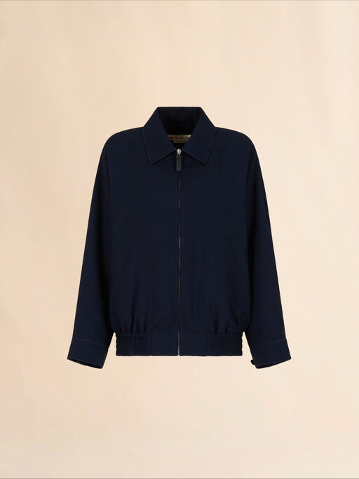 Chaqueta de lana fría azul oscura con bordado Marni Symbol - Chaquetas