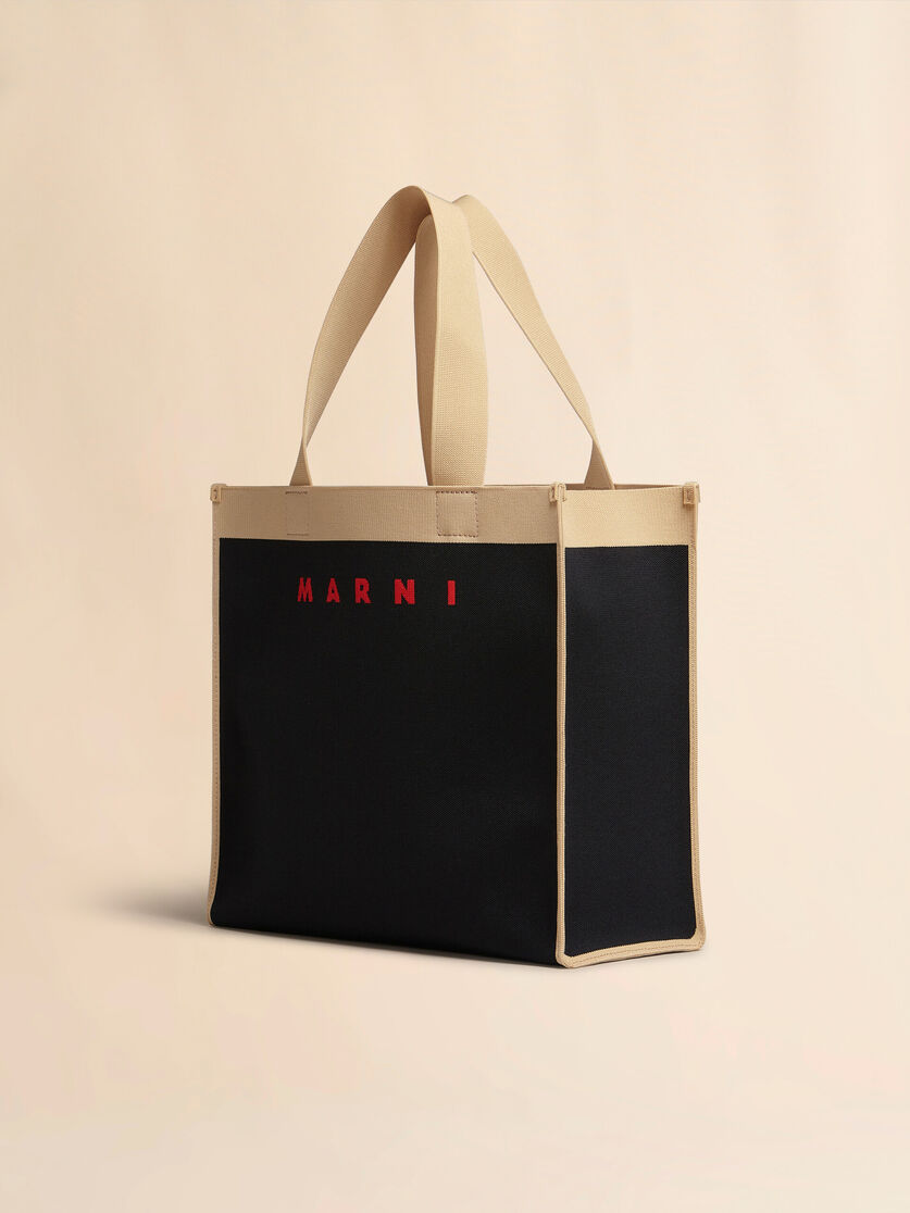Black and beige Jacquard Shopping Bag - Shopping Bags - Image 2