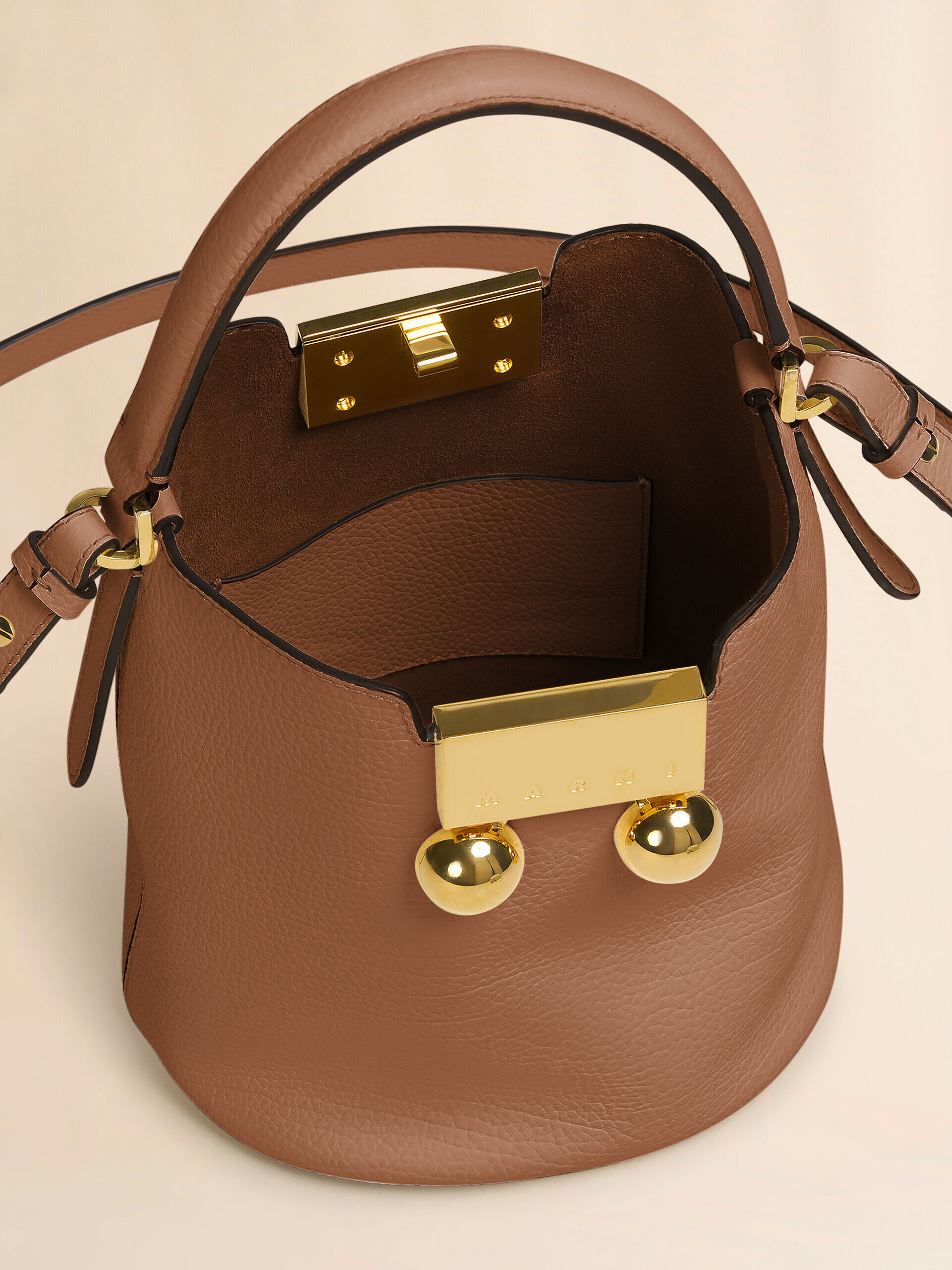 Brown leather Trunkaroo bucket bag | Marni