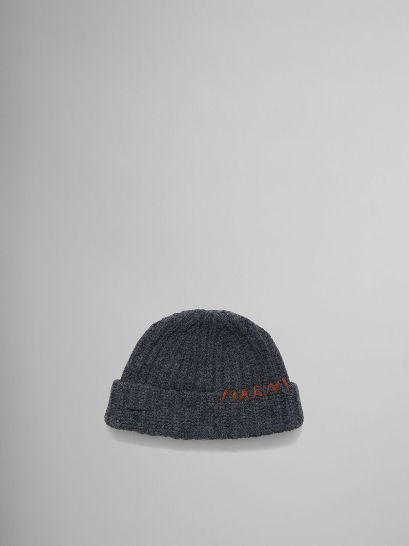 Grey Shetland wool beanie with Marni mending | Marni