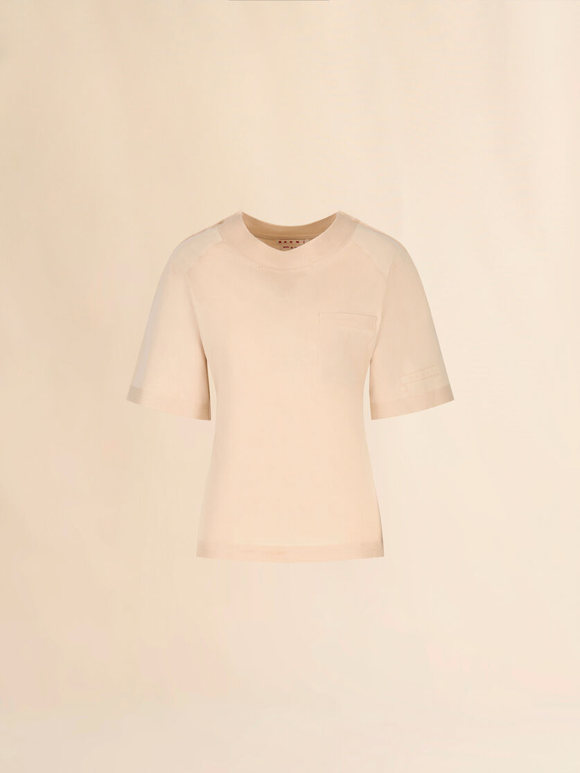 Pale peach cotton short-sleeve sweatshirt with Trunkaroo detail - T-shirts - Image 1