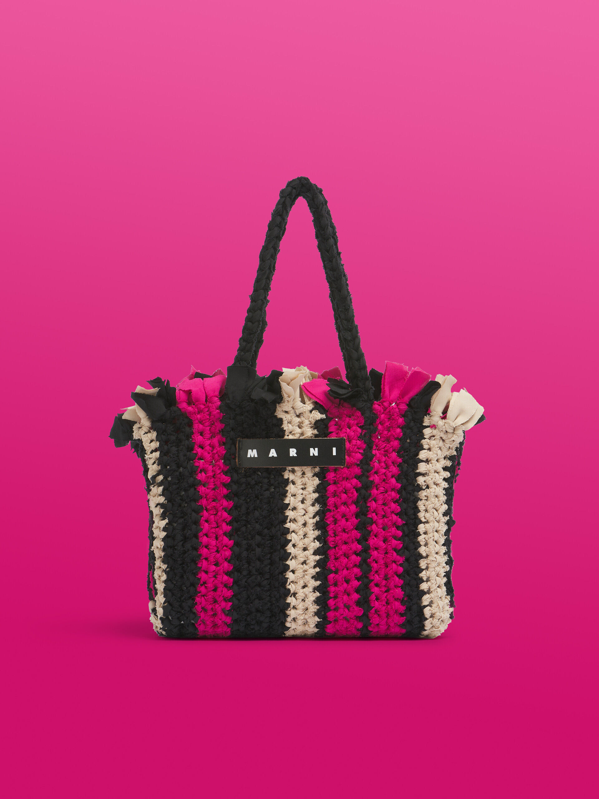 最終値下げ)ブラック&オレンジ MARNI MARKET CANAPAバッグ MARNI マルニ バッグ ハンモックバッグ マルニフラワーカフェ