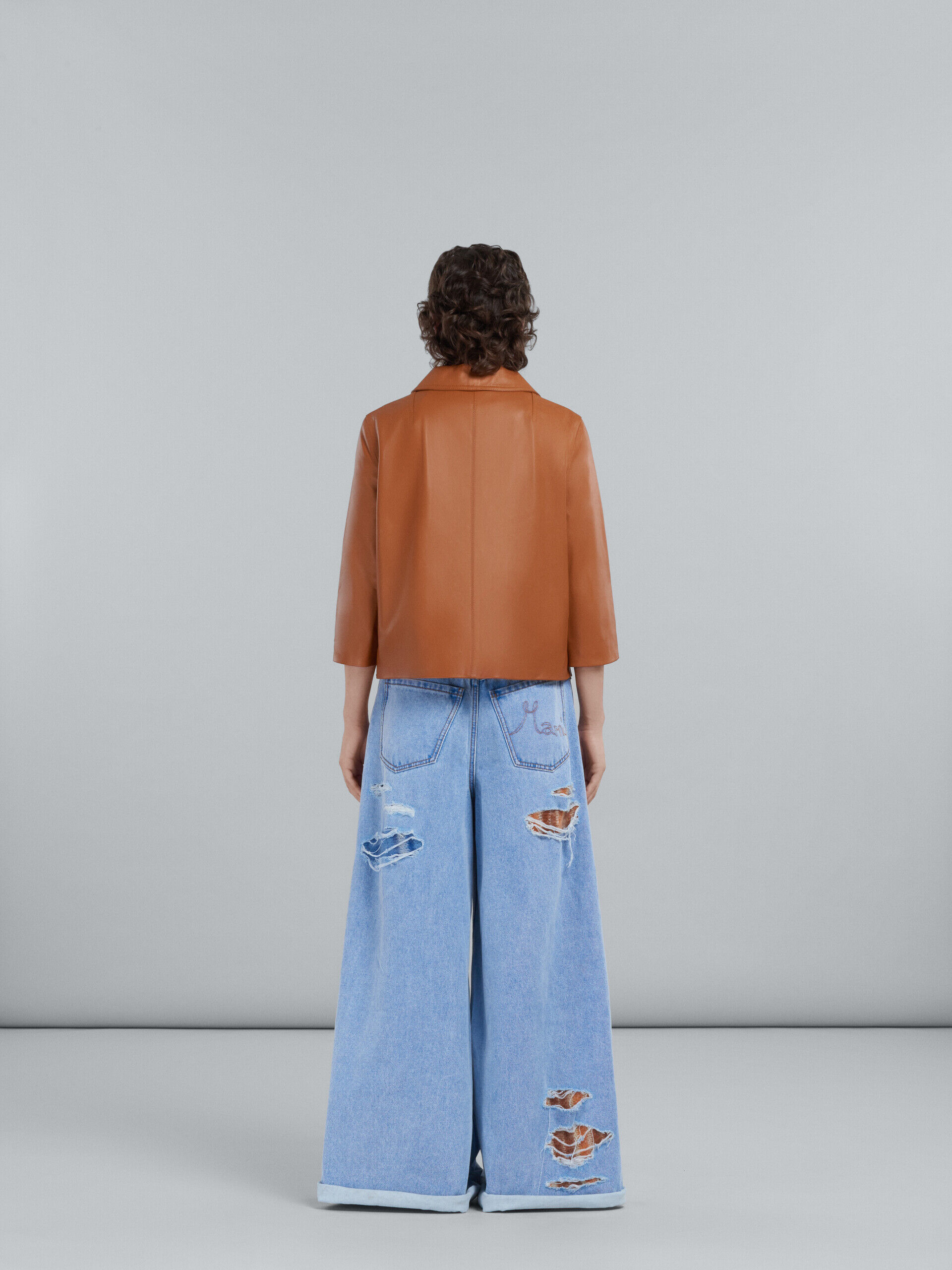 Flared trousers in light blue denim and mohair | Marni