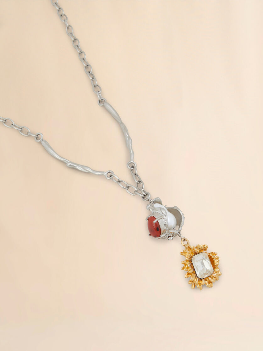 Pearls and crystals Flower Delirium chain necklace - Necklaces - Image 2
