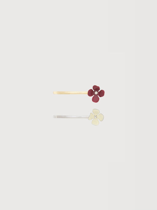 Set aus 2 Haarspangen mit emaillierten Blumen - Weitere Accessoires