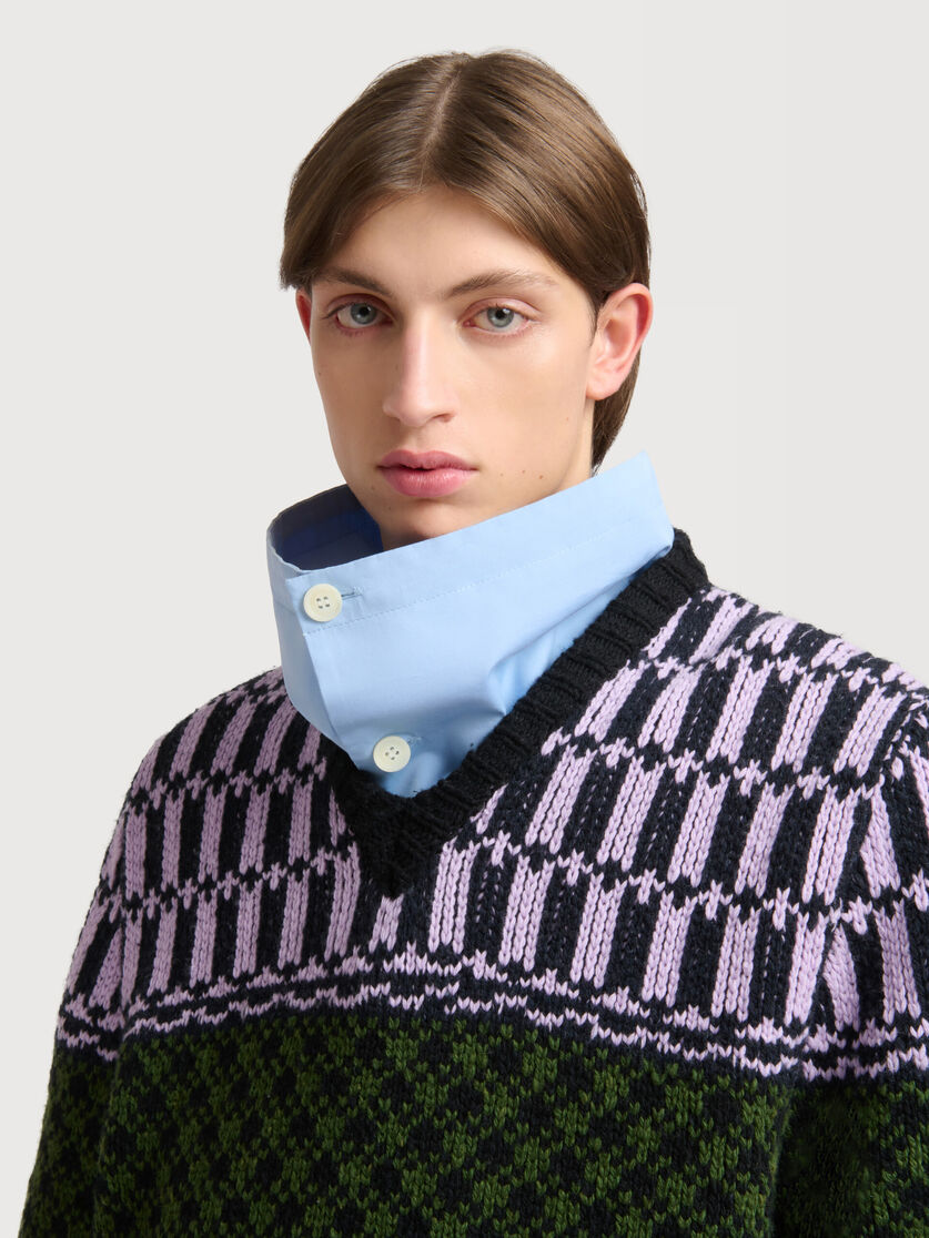 Green wool jumper with geometric motif, Image 5