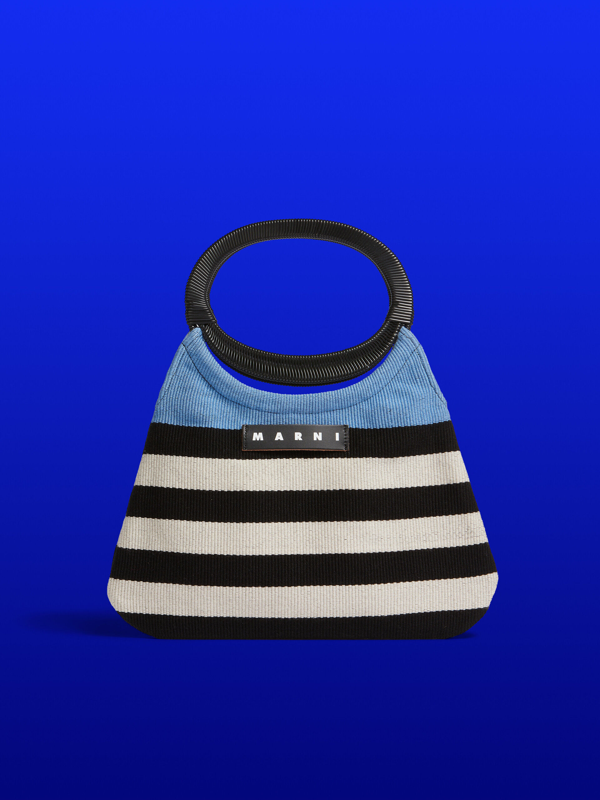 Blue striped MARNI MARKET BOAT bag | Marni