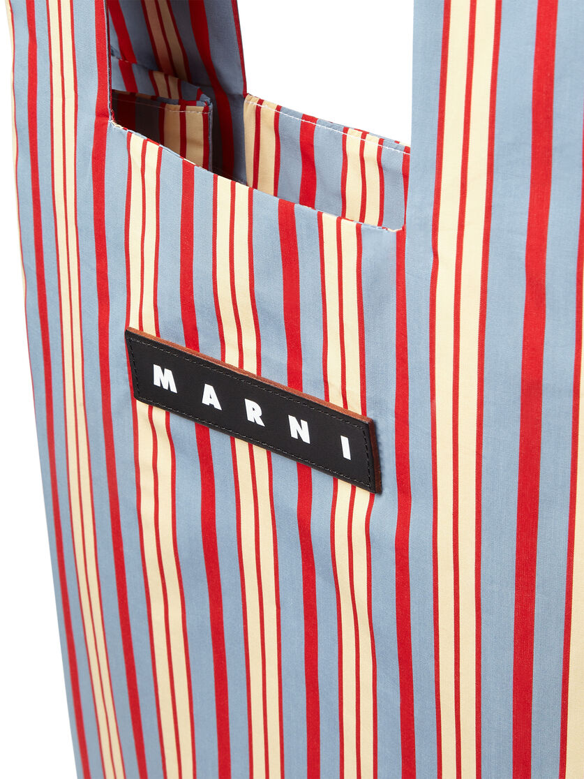 MARNI MARKET viscose shopping bag with pale blue and red stripes - Shopping Bags - Image 4