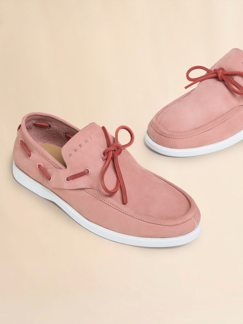 Pink nubuck boat loafer - Mocassin - Image 5