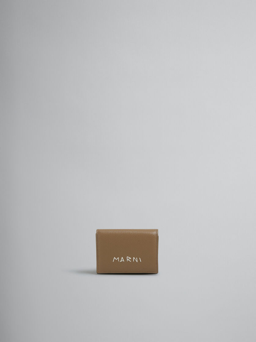 Brown leather trifold wallet with Marni mending | Marni 