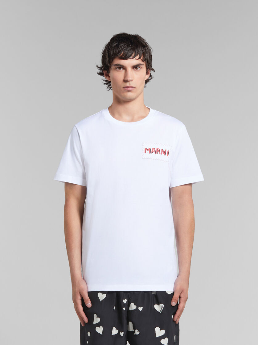 White organic cotton T-shirt with Marni patch | Marni