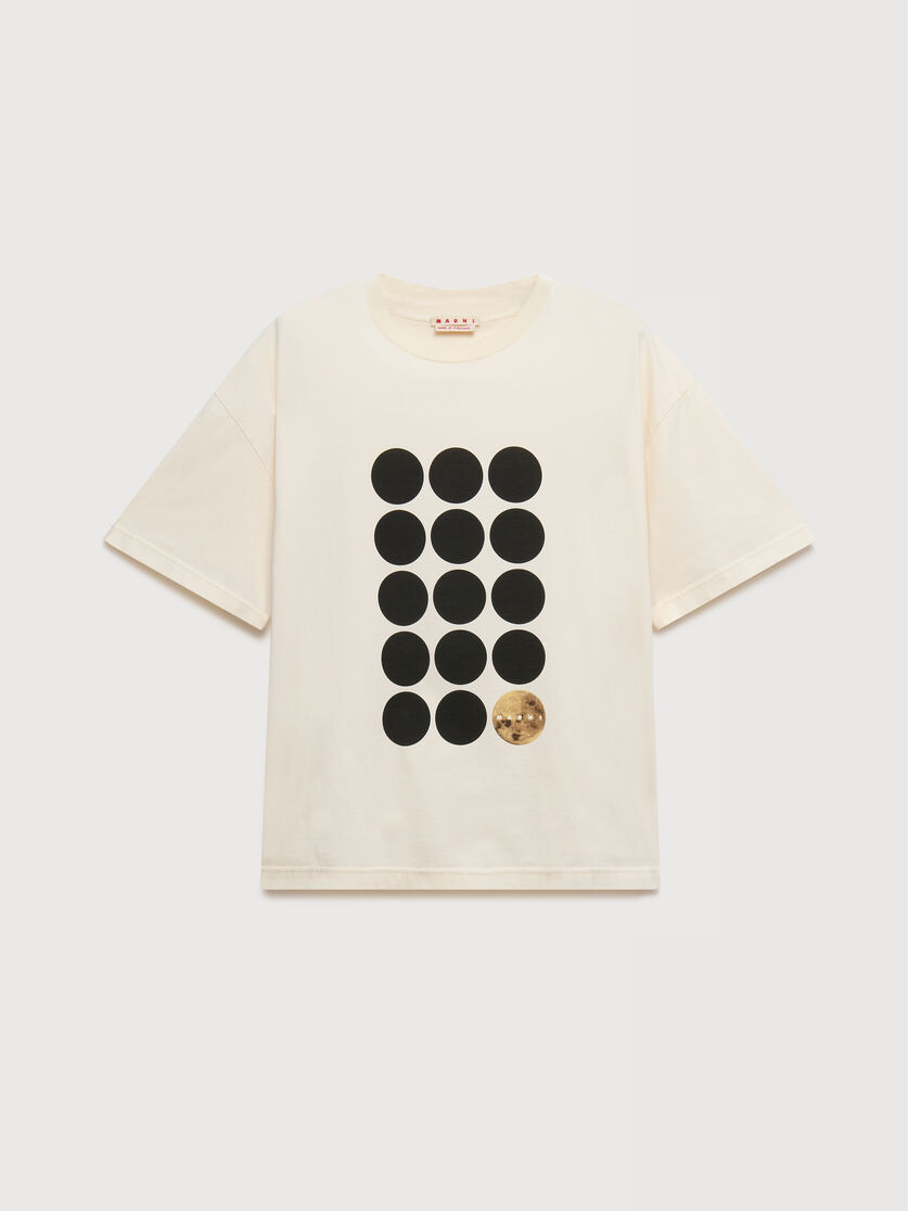 White cotton T-shirt with planet print, Image 1