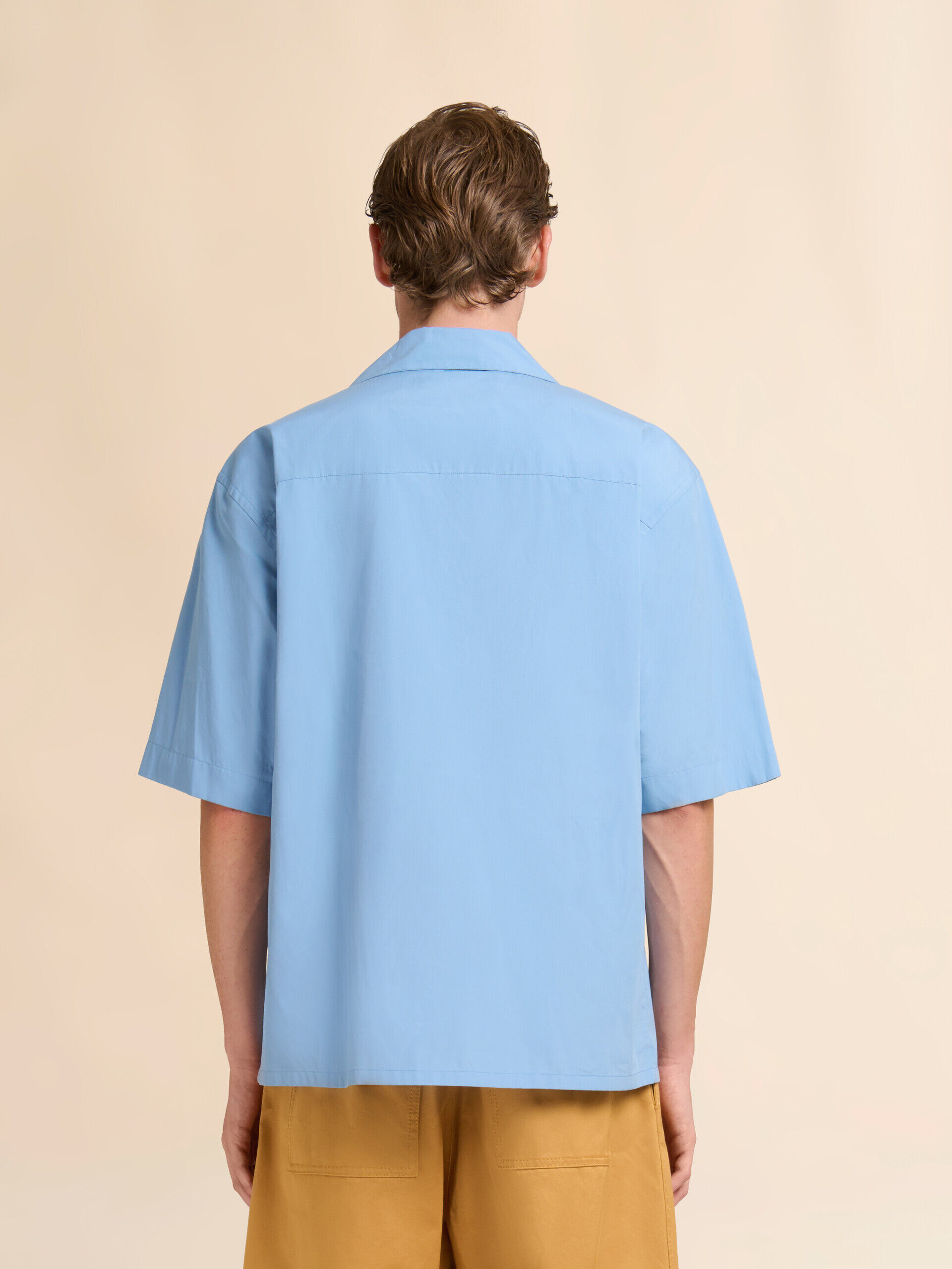 Marniロゴがのぞく ブルー ポプリンボウリングシャツ | Marni