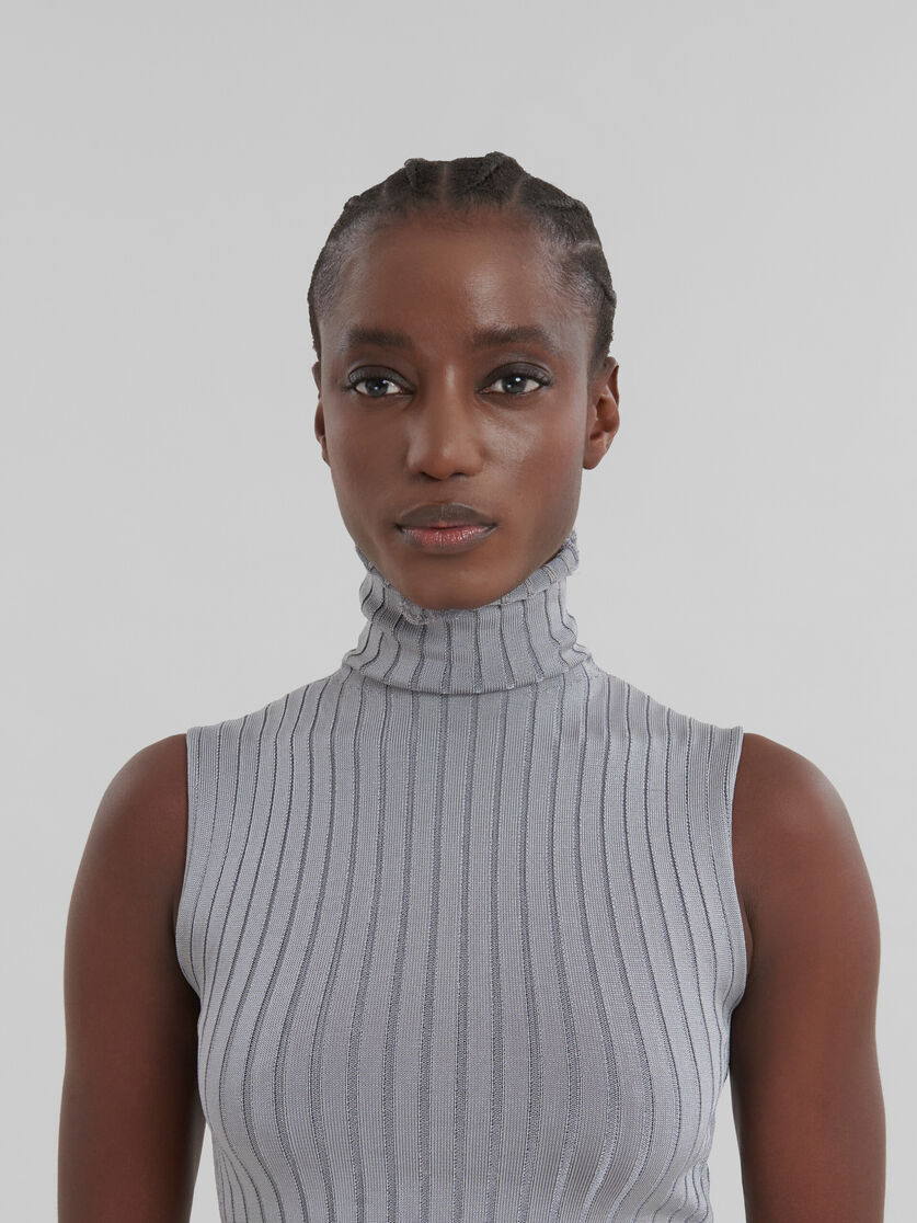 Grey ribbed viscose turtleneck vest | Marni